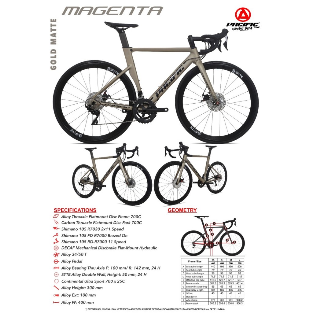 Sepeda Balap Roadbike Pacific Magenta Shimano 105