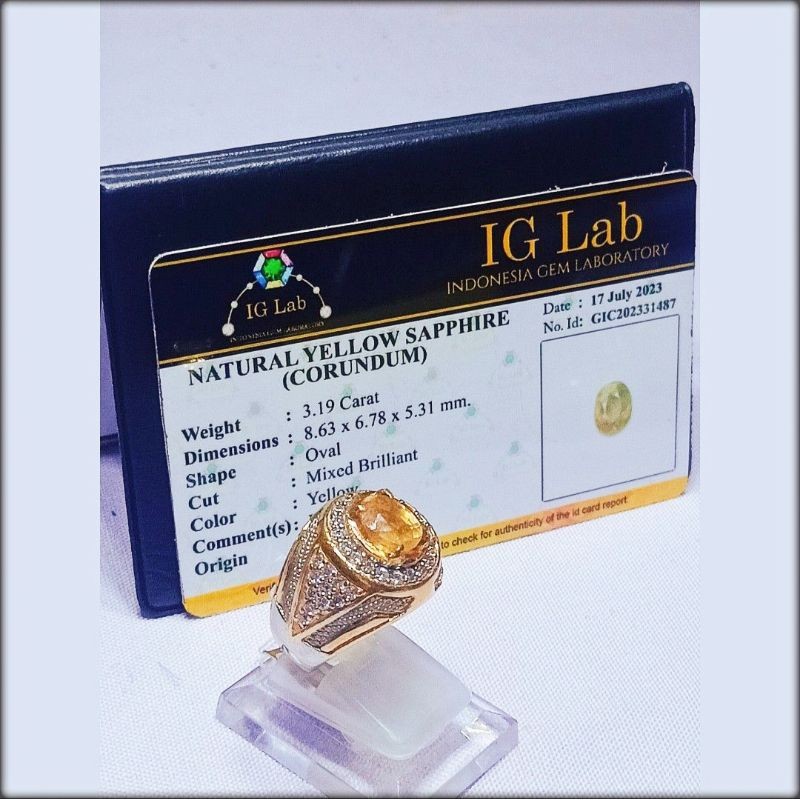 Cincin Batu Natural Yellow Safir Memo Elegan Mewah