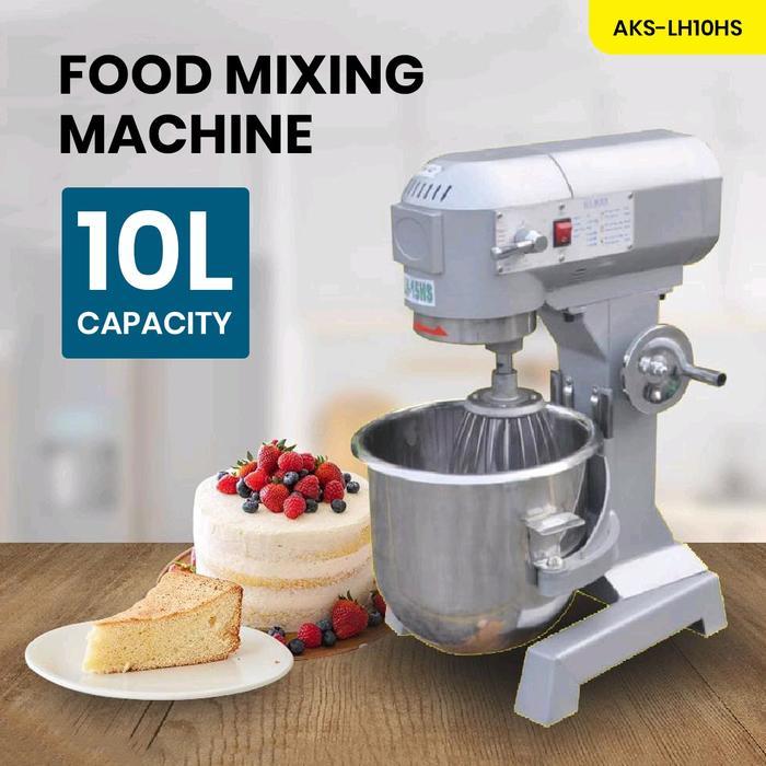 AKS-LH10HS Mesin Pengaduk Adonan Roti 10L Kapasitas 450/260/120 rpm Mesin Mixer Kue Planetary 10 Lit