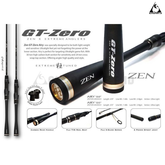 AlfaSport.Id ZEN ZAGAN Joran Pancing Zen Zagan GT Zero Airy 65 UL Ultra Light Carbon 2pcs Fuji Guide
