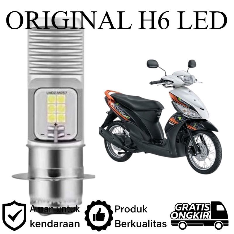 ORIGINAL 1pcs Lampu depan LED H6 12 Mata Putih terang motor Yamaha Mio J Lie Cheng