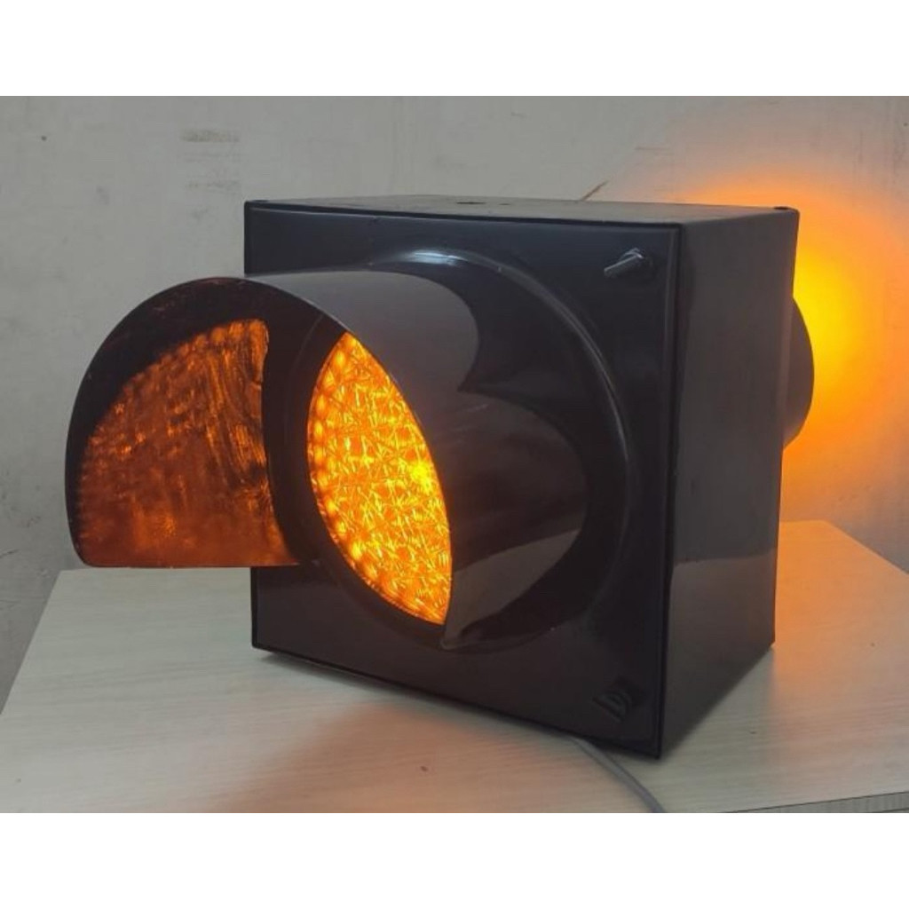 lampu warning light 1 aspek 2 sisi 2 muka 20cm / traffic light lampu hati hati yellow 1 mata 2 sisi