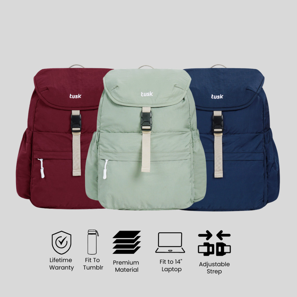 Delibra Original X Tusk Tas Ransel Gaku Backpack Tas Gendong Serut Bahu Unisex  Tas Laptop 14 Inch S