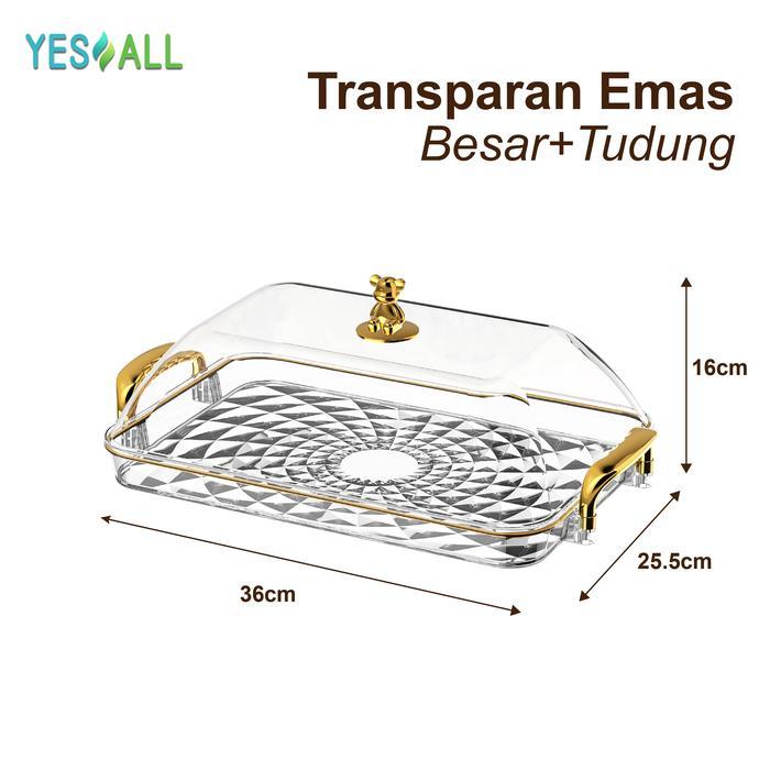 YESALL Tudung Saji Transparan Mewah / Nampan Pola Diamond Aesthetic / Tray Makanan Premium - Trans B