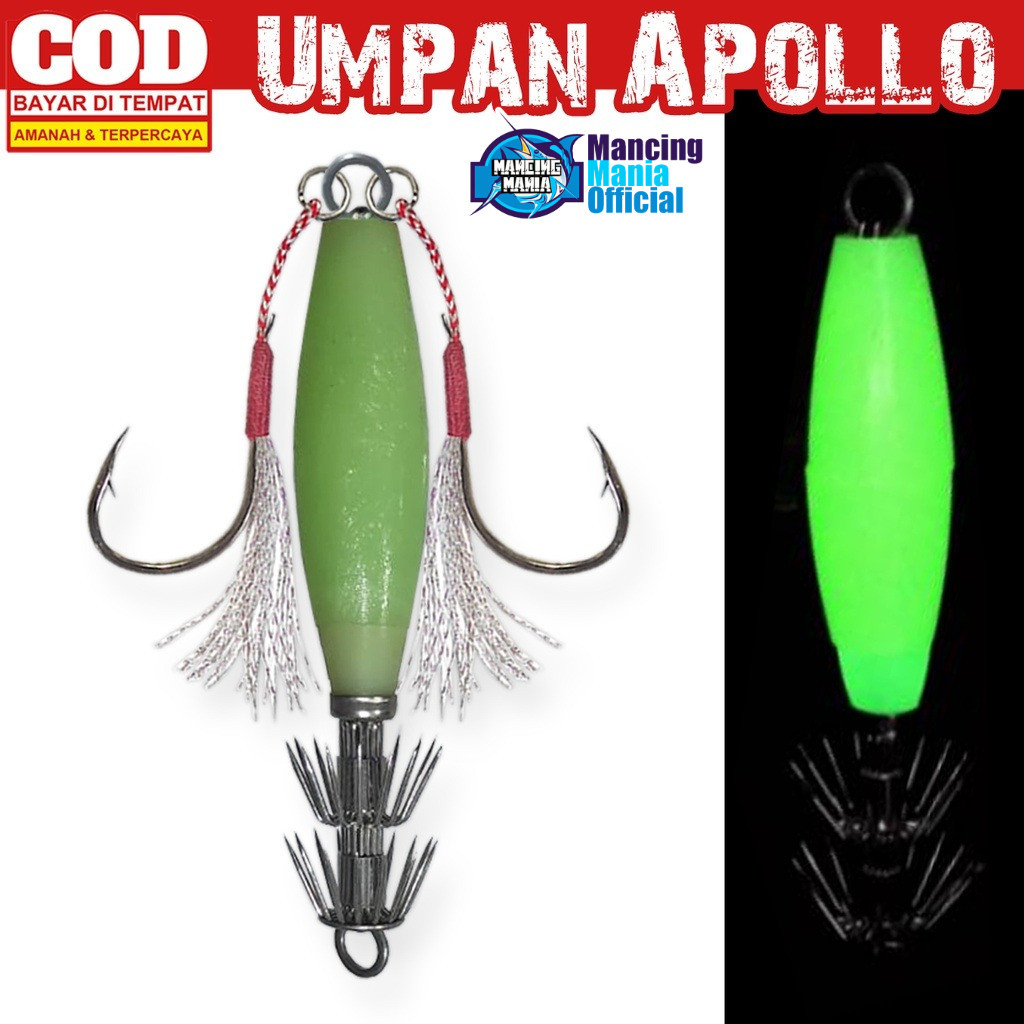 MANCING MANIA Umpan Pancing Cumi Apollo Udang Squid Jig Glow GID Capella Capela Assist Hook