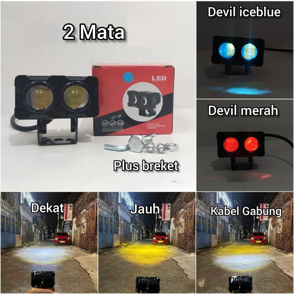 Lampu Tembak Laser LED  2 Mata  Plus Devil Tahan Air