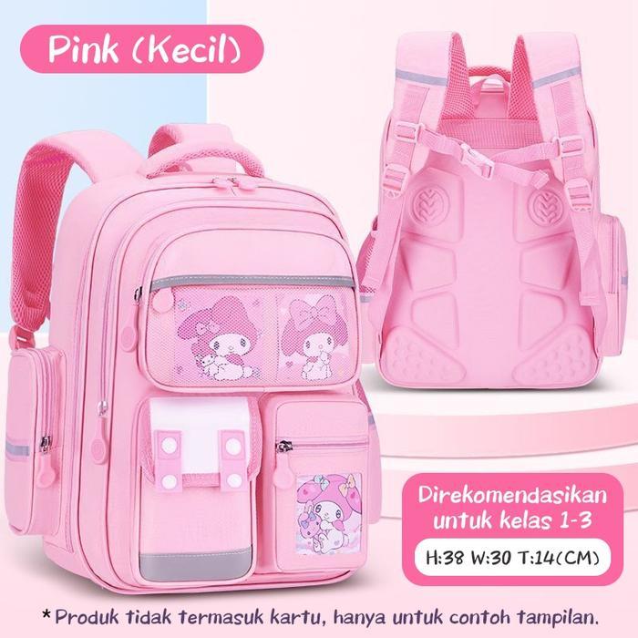 Aimilo - Tas Ransel Sekolah Laki Laki/Perempuan Gaya Inggris Tas Ransel SD Tas Ransel Anak - Pink-Ke