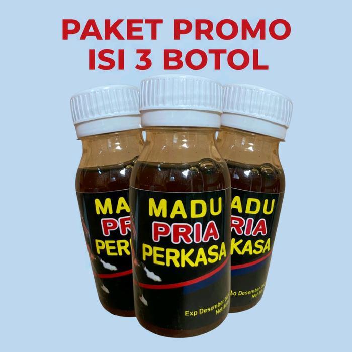 Paket Promo isi 3 Botol Madu Pria Perkasa Herbal Pria Dewasa isi 80ml - Penunjang Vitalitas Pria