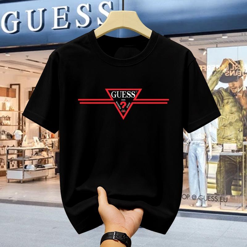 100% Cotton Kaos Guess Pria Resmi Original Model Modern Casual Trend Nyaman Lengan Pendek T-shirt Fa