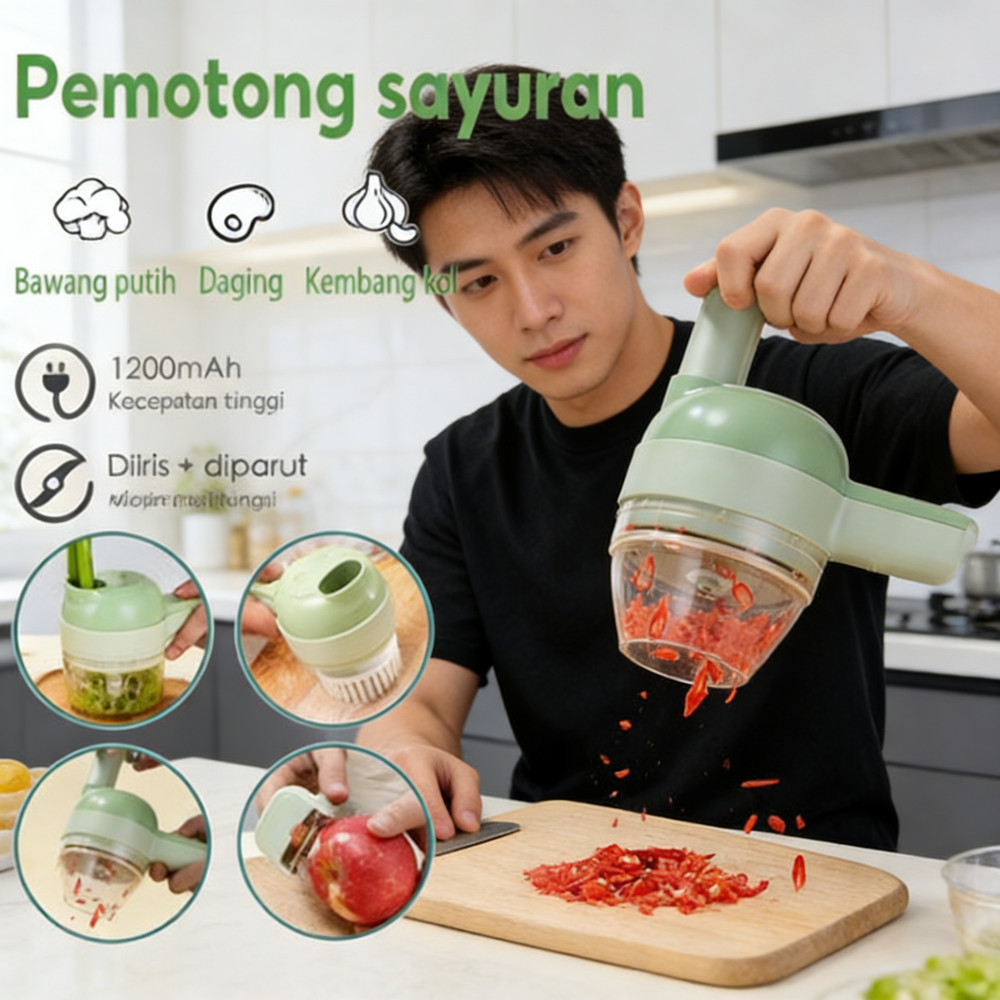 Pemotong Daging Alat USB Genggam Mini Blender Mini Chopper Multifungsi Hand Held Chopper Mini Wirele