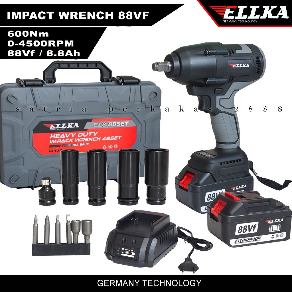 Impact wrench cordless 88V MIKAYO DAN ELLKA Mesin pembuka baut / Mesin Impek / impek batre / impek 2
