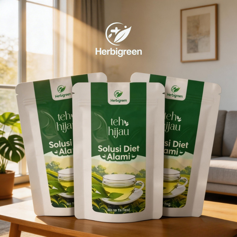 HERBIGREEN Slimming Tea Teh Hijau Diet Herbal Isi 20 Kantong Detox Peluntur Lemak & Pencernaan Lebih