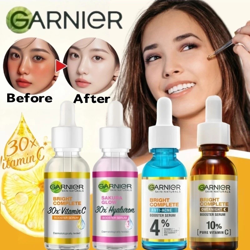 Garnier Serum Vitamin C 30ML - Garnier Bright Complete Anti Acne Booster Serum / Garnier Bright Comp