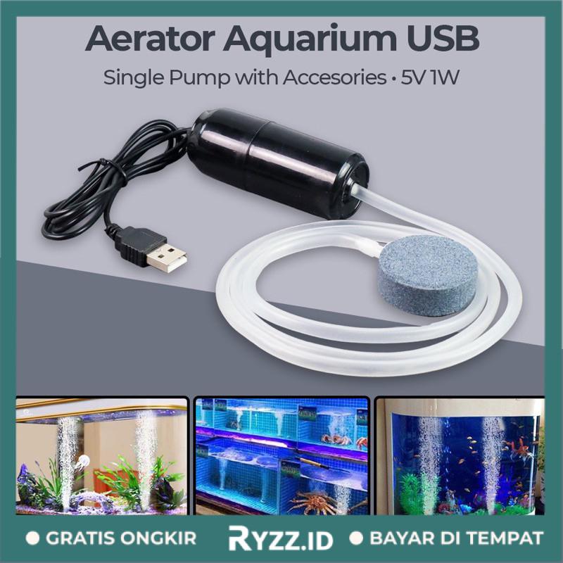PROMO Aerator Aquarium Fish Tank Oxygenator USB 1W - USB Aerator Mini Portable Pompa Aquarium Pompa 