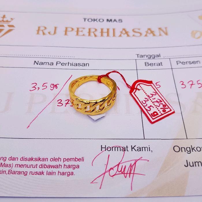 CINCIN RANTAI EMAS MUDA PERHIASAN WANITA DEWASA BERAT 3,5GR ADA SURAT Rings - 6
