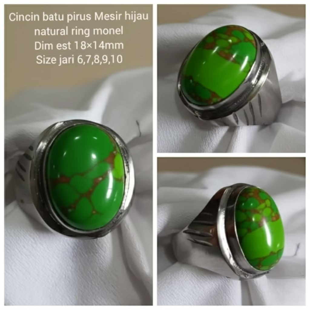 CINCIN BATU PIRUS MESIR HIJAU URAT EMAS LAWASAN NATURAL