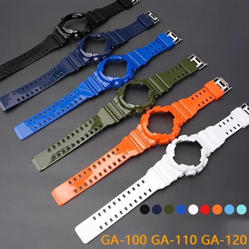 Case Strap for Casio G-Shock GA-100/110/120 GA-140 GD-100/110/120 GLS-100 GAX-100 TPU Resin Glossy B