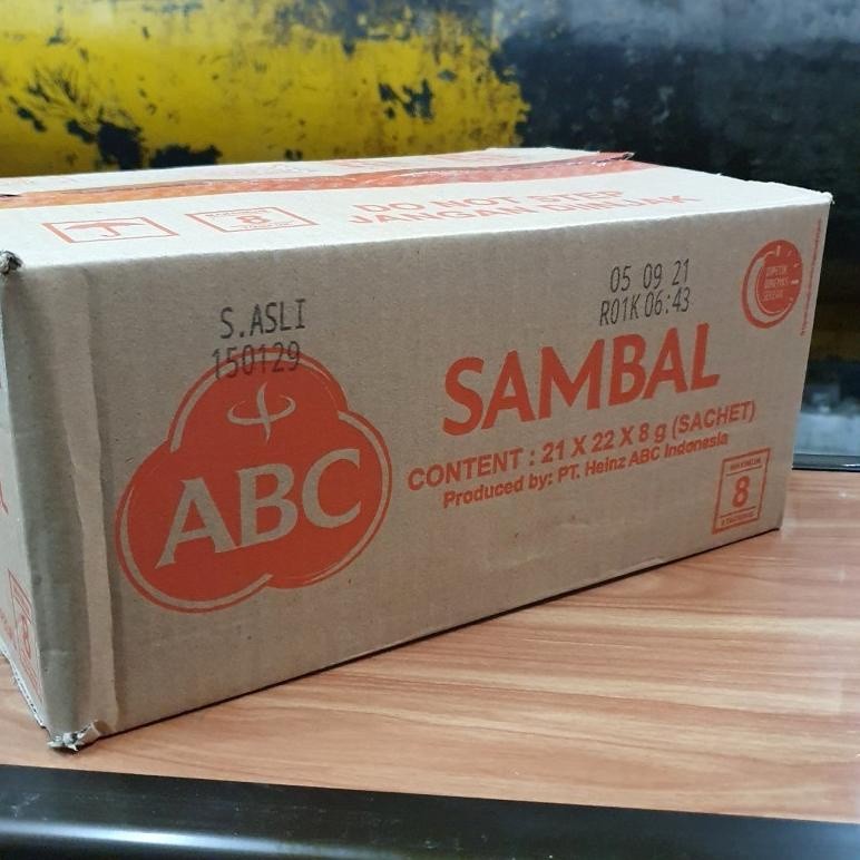 Saos Sambal ABC Asli Sachet - 1 Dus/Karton isi 21 Pak x 22 Sachet @8gr