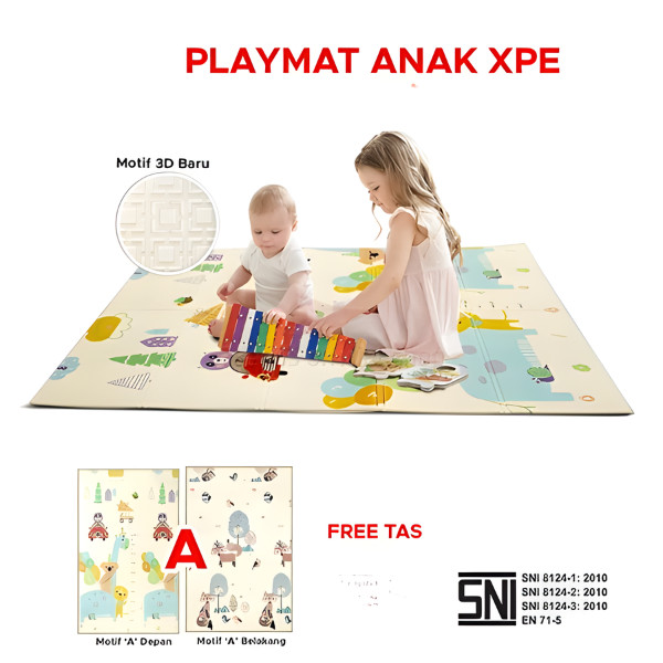 DONMI SNI J Playmat Bayi Karpet Lipat Playmat Matras Lipat Duduk XPE Ukuran 180x200 Polos Motif Teba