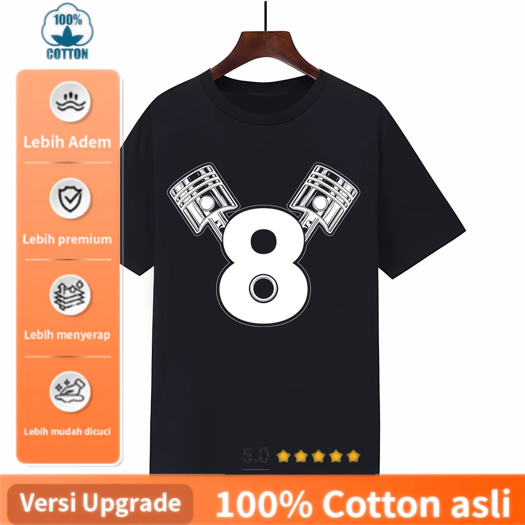 Kualitas Premium, Cocok untuk Pria dan Wanita Kaos Pria Desain Angka 8 Kreatif Simpel - T-Shirt Unik