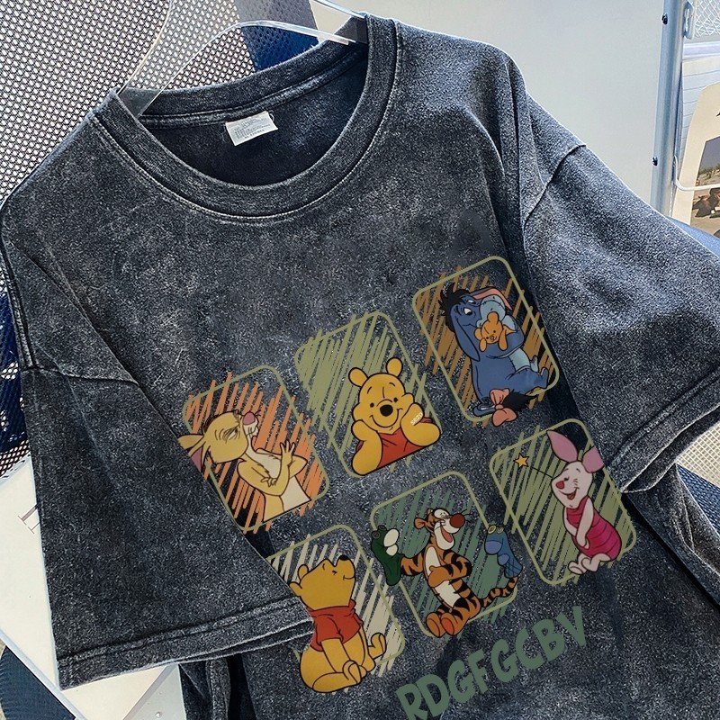 Kaos Winnie the Pooh Oversized 100 Kain Katun Pola Lembut dan Nyaman