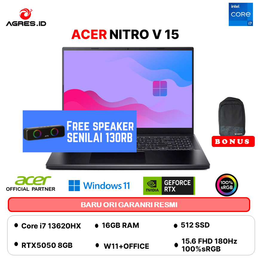 ACER NITRO V 15 I7 13620H RTX5050 8GB - RAM 16GB 512GB W11+OHS 15.6FHD 180Hz 100SRGB -52.7783