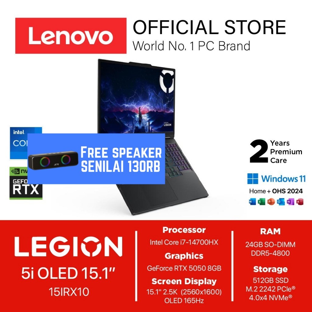 LENOVO LEGION 5i 15IRX10 OLED I7 14700HX RTX5050 8GB/ 24GB 512GB W11+OHS 15.1 WQXGA 165HZ -4RID