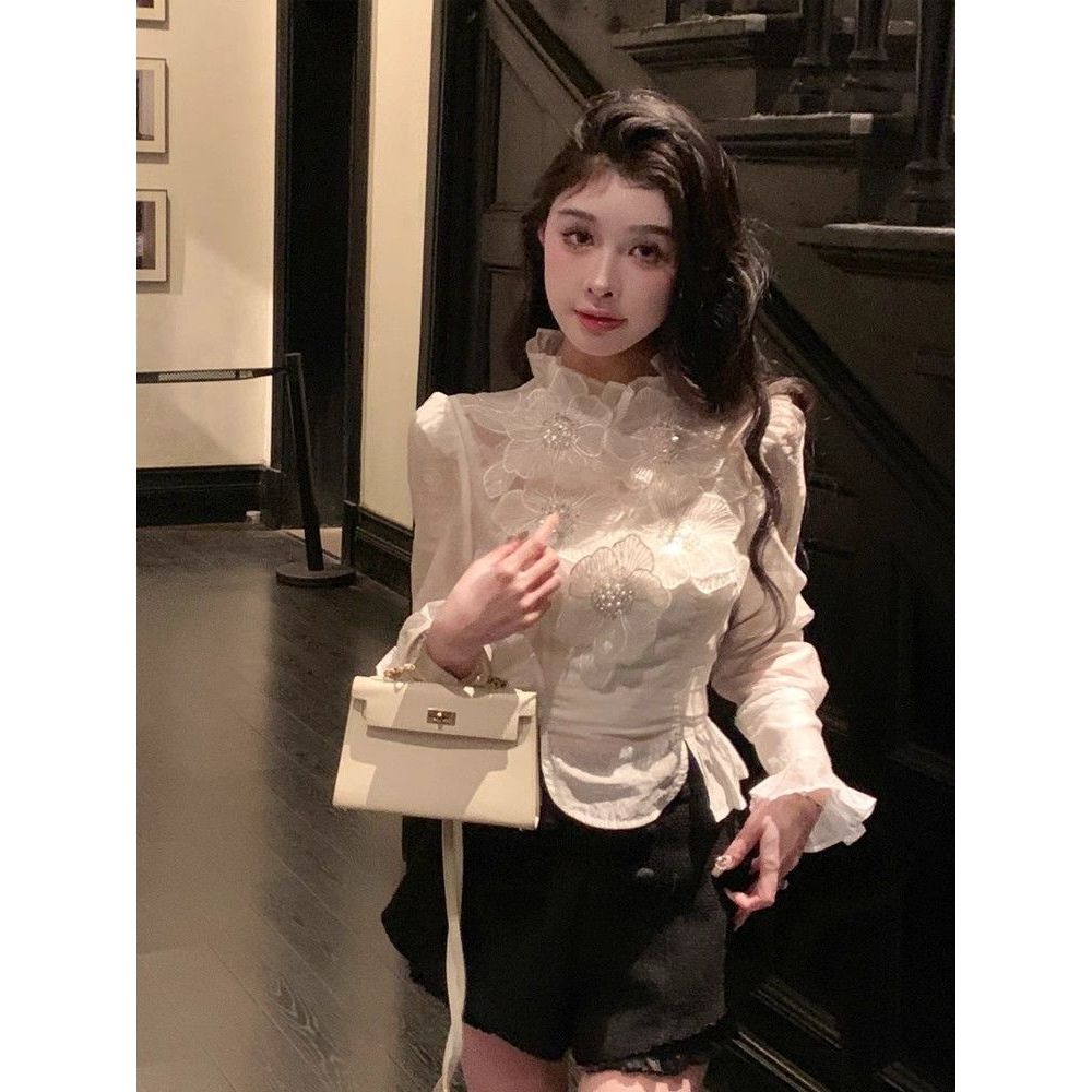 Kemeja kerah manik-manik wanita, kemeja kerah, kemeja