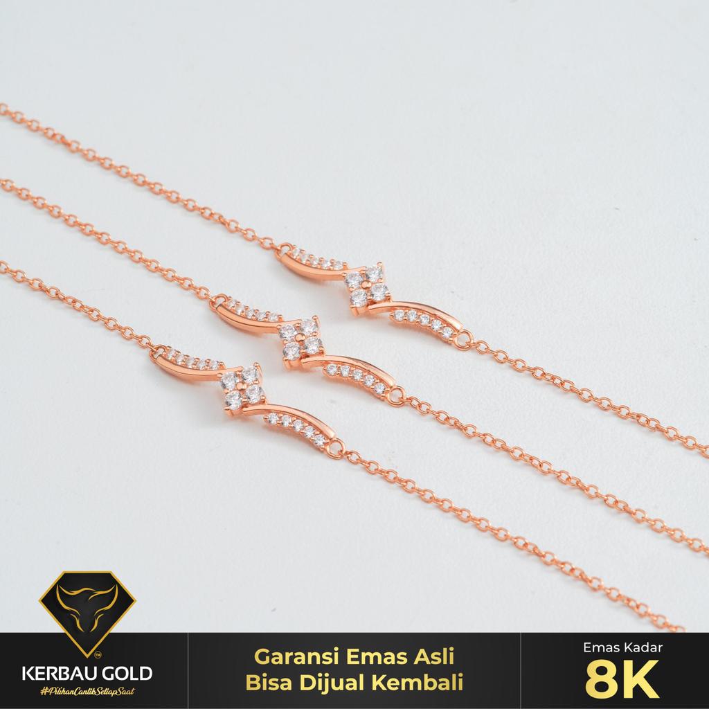 [Kerbau Gold] Gelang Emas Serut Flowers 8K - Emas Asli 100%