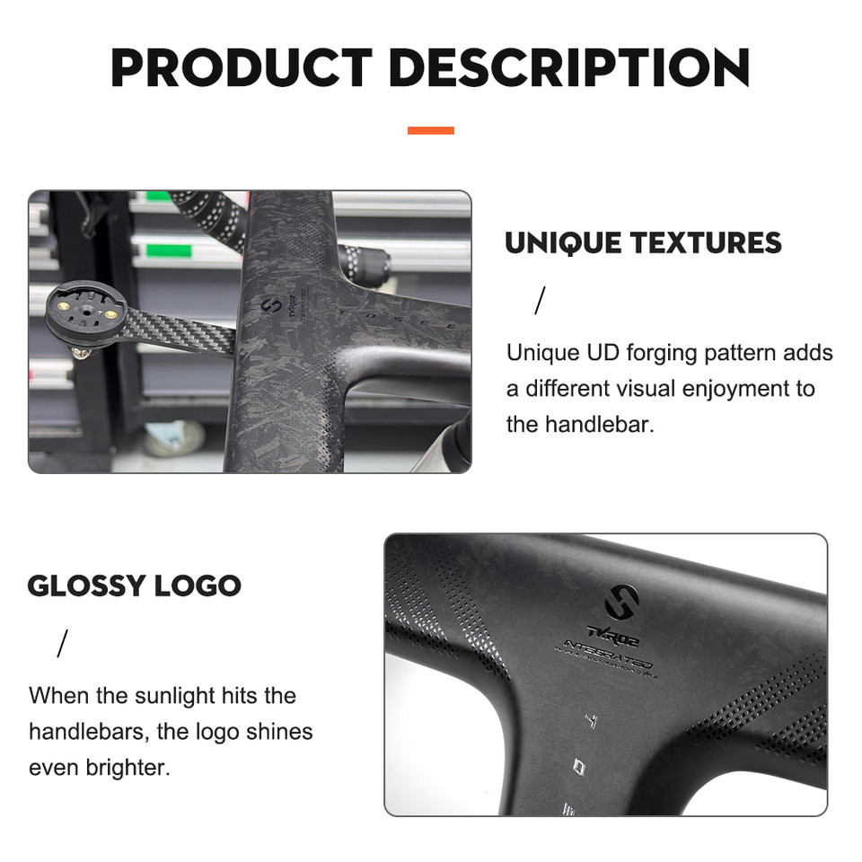 TOSEEK Carbon Handlebar Road Carbon handlebar Drop bar T800 Carbon Integrated Handlebar Di2 Bicycle 