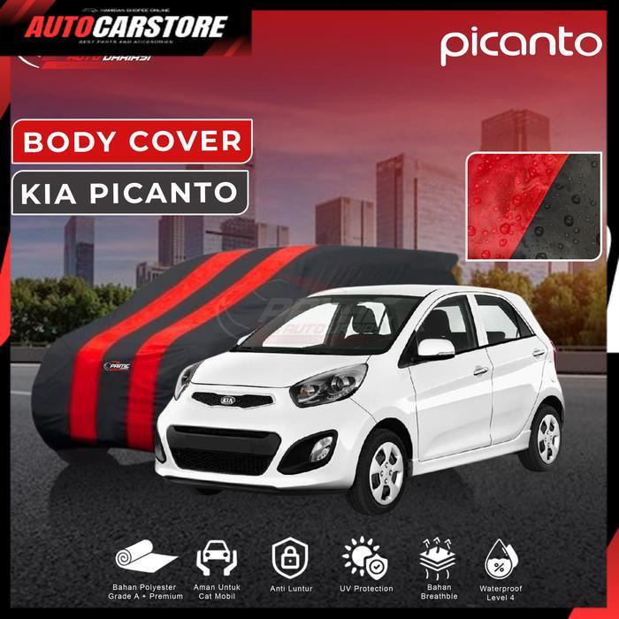 [ ACSports ] Body Cover 2 Warna Sarung Mobil 2 Warna - KIA PICANTO - Hitam List Merah