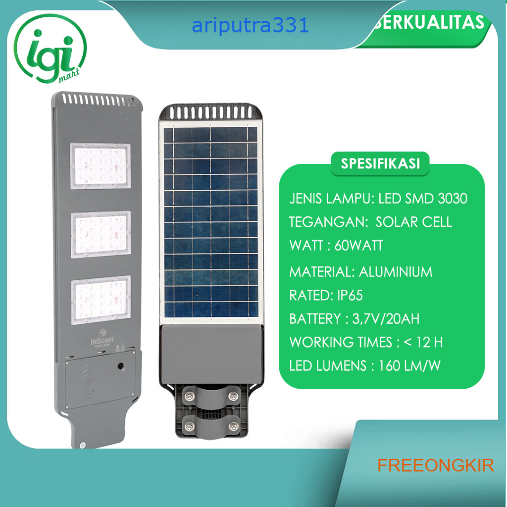 LAMPU JALAN TENAGA SURYA KMSA 60 WATT / LAMPU PJU SOLAR CELL LED 60 WATT
