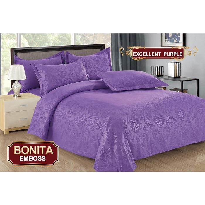 BONITA - bedcover set 180x200 bonita polos emboss - sprei bonita polos - Excelent Purple, 180x200
