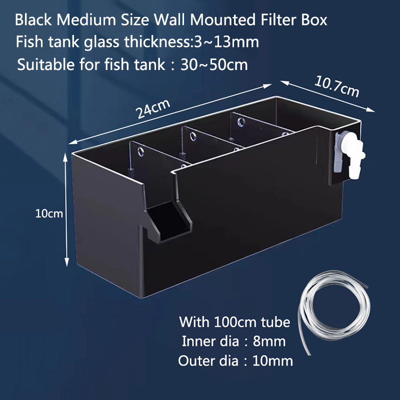 Black Fish Tank External Filter Box Acrylic Filter Dry and Wet Separation Small Silent External Susp