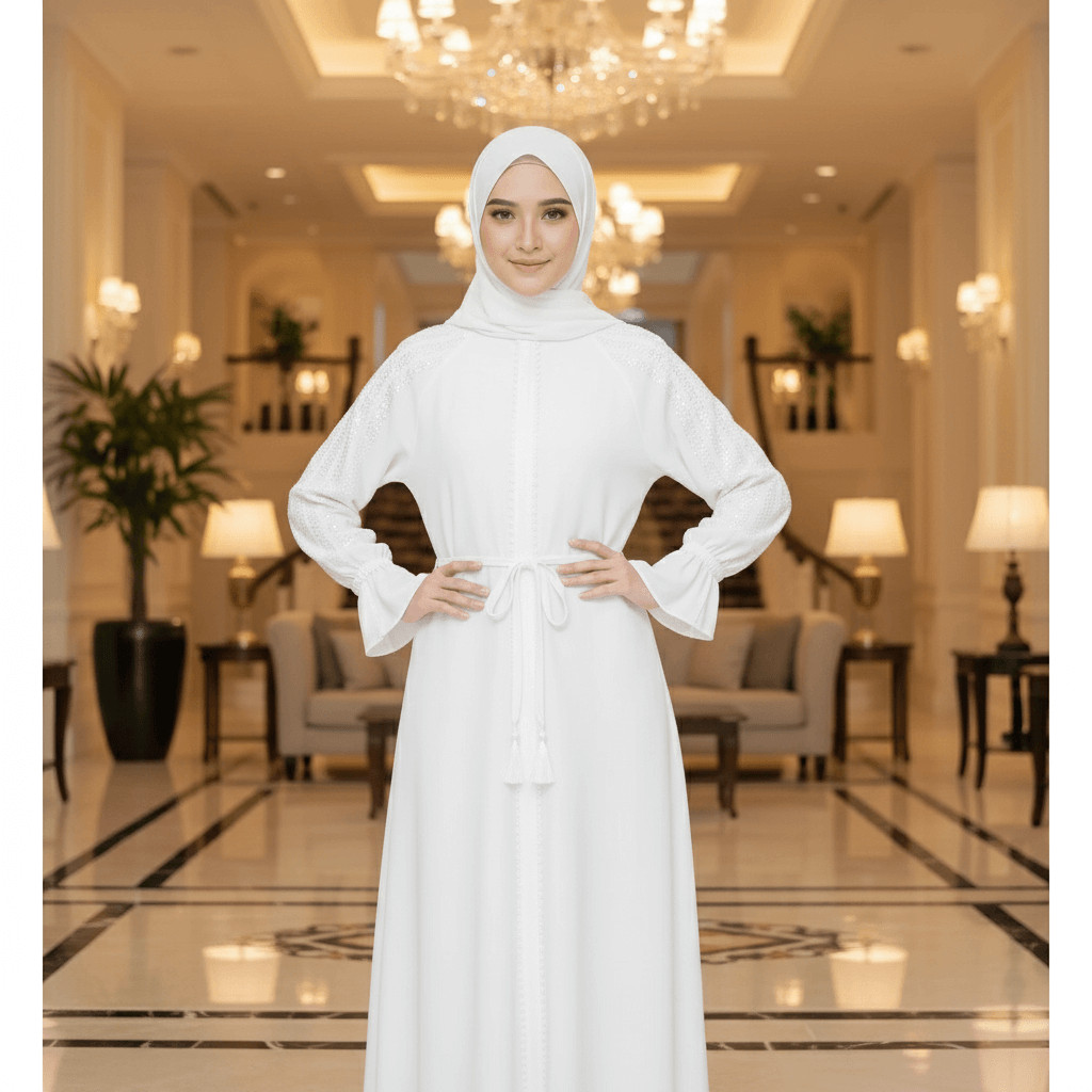 Abaya Couple Ibu Anak Putih Premium Mewah Remaja Hitam 2026 Muslim Lebaran Kids Gamis Terbaru Mom