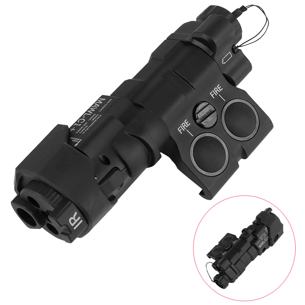 Tactical MAWL C1+Battery Case Portable For CR123/AAA Hunting Waterproof Box Rail Mounting Airsoft Pa