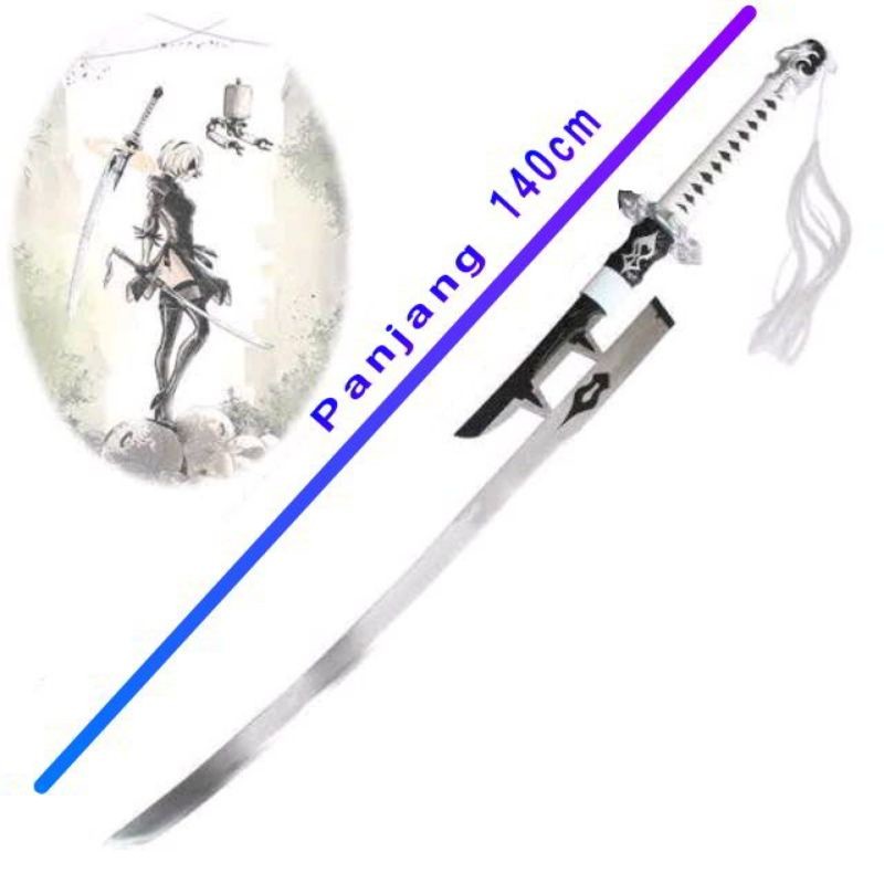 Katana Nier automata 140cm mainan kayu cosplay