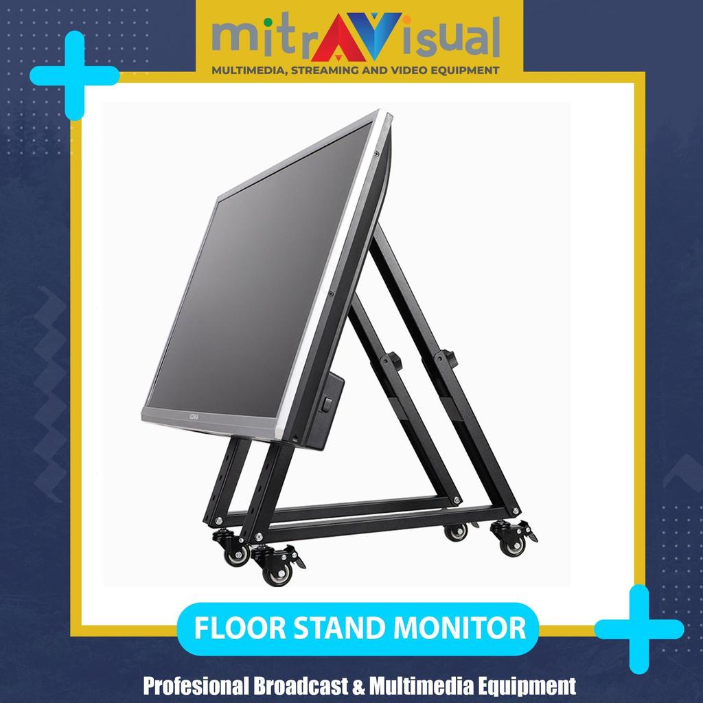 ZJ610 Adjustable Floor Stand TV Monitor untuk Stage Matador & Prompter Baja 4.8kg Kapasitas 50kg VES