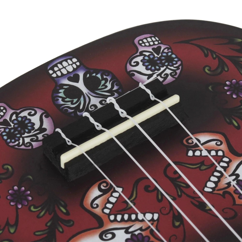 21 Inch Ukulele Professional 4 Strings Guitar Skull Guitarra Ukulele with Bag Case Tuner Capo Picks 