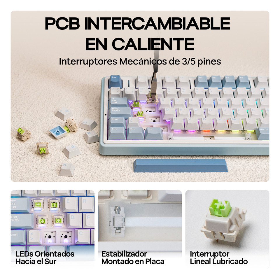 EPOMAKER AULA F75 ISO-ES 75% Spanish QWERTY Hot-Swap Gasket-Mounted Wired/Bluetooth/2.4GHz Wireless 