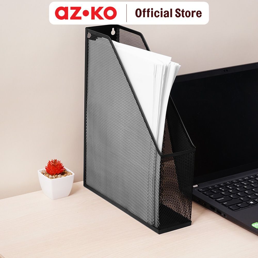 AZKO Stora Organizer Majalah - Hitam Tempat Dokumen Magazine Penyimpanan Majalah Buku Wadah Kertas D