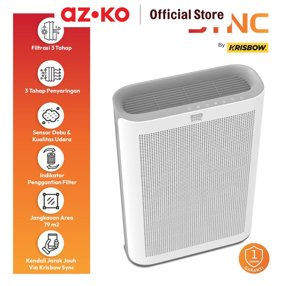 AZKO Krisbow Sync 79 M2 Smart Air Purifier Cadr 660M3/Jam - Putih Penyaring Udara Pembersih Ruangan 