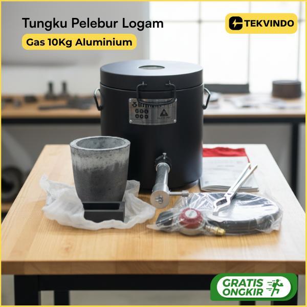 Tungku Pelebur Logam Gas 10Kg Aluminium Tembaga Timah Perak Emas Furnace Peleburan Cepat Industri