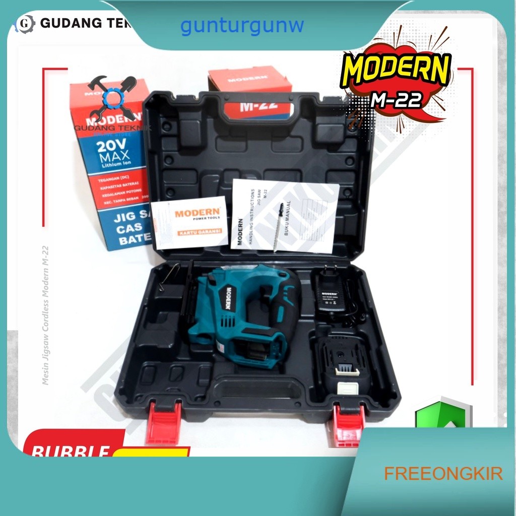 Mesin Jigsaw Cordless Modern M-22 / Gergaji Jig Saw Baterai 20V Modern M22