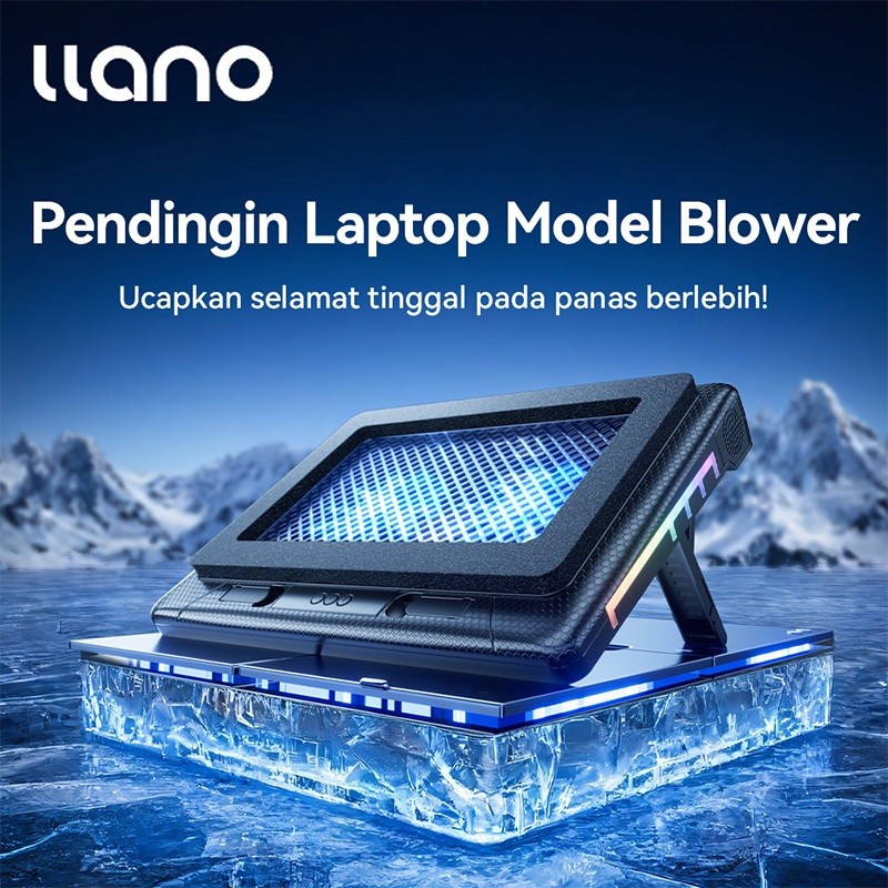 (Toko surta tani) LLANO V22 Cooling Pad Laptop 7 Level Adjustable -  Pendingin Laptop RGB 17 inch, U