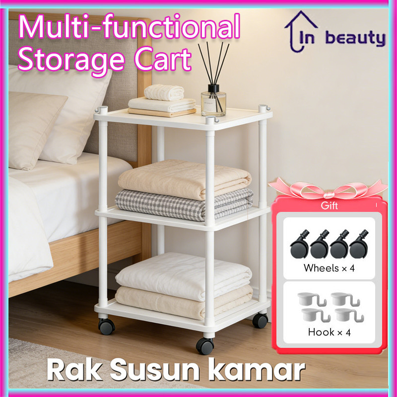 Meja Nakas Kamar Tidur Minimalis Modern  / Bedside Table / Meja Kamar Nakas Portable Rak Susun Roda 
