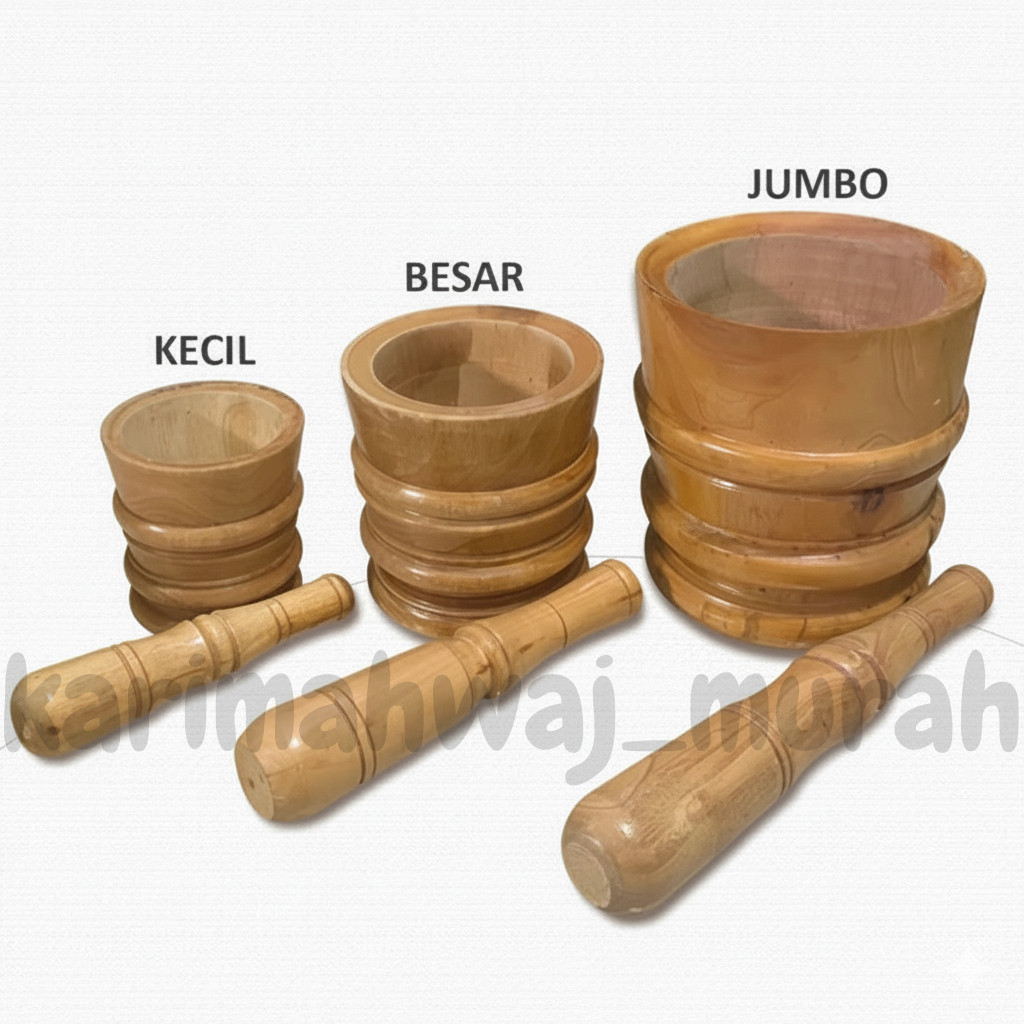 LUMPANG KAYU MAHONI 1 SET SIAP PAKAI ADA 3 UKURAN MODEL UKIR + ALU | ALAT GEPREK AYAM KREMES MURAH