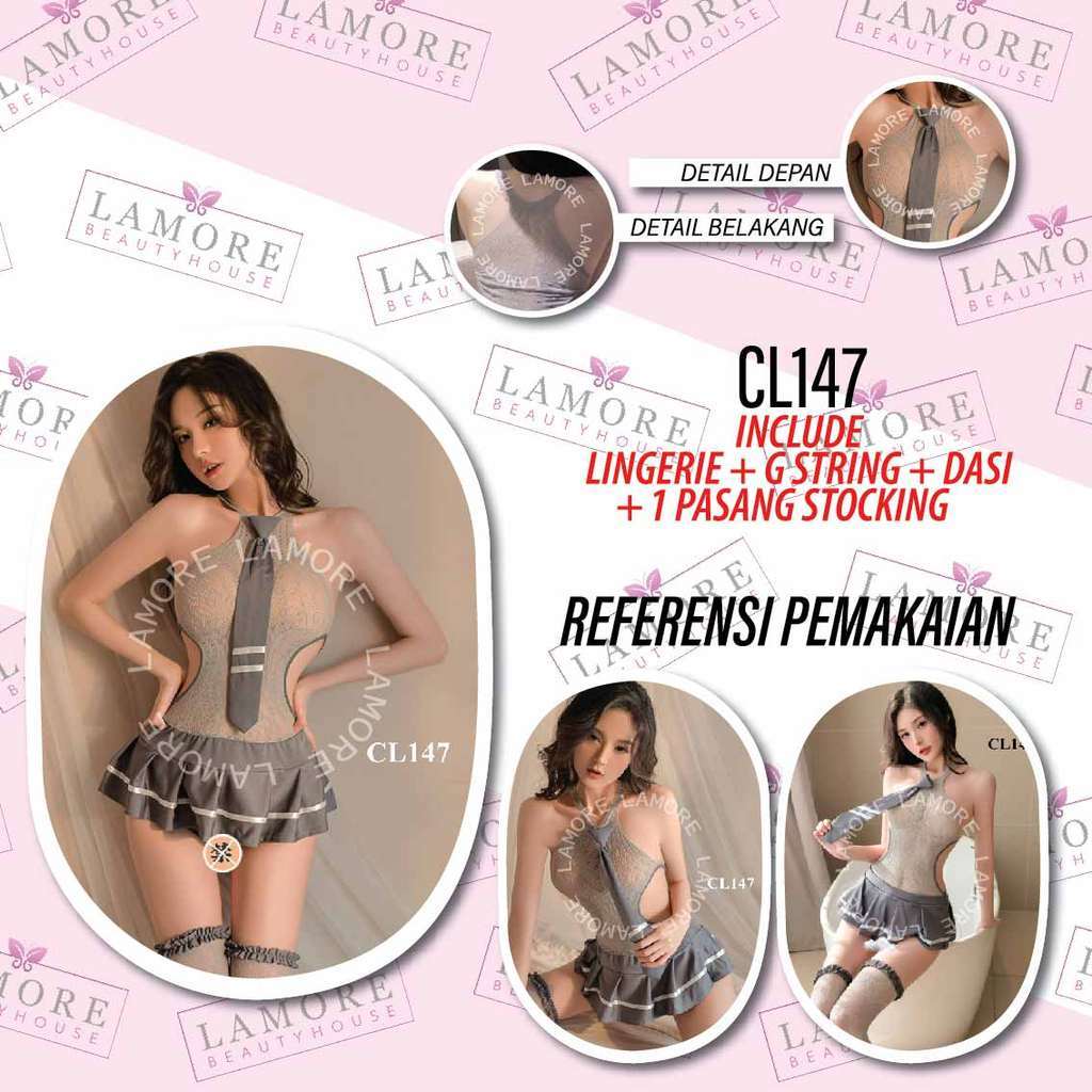 Costume Student Lingerie Seragam Sekolah Wanita Modern Abu-Abu CL147A