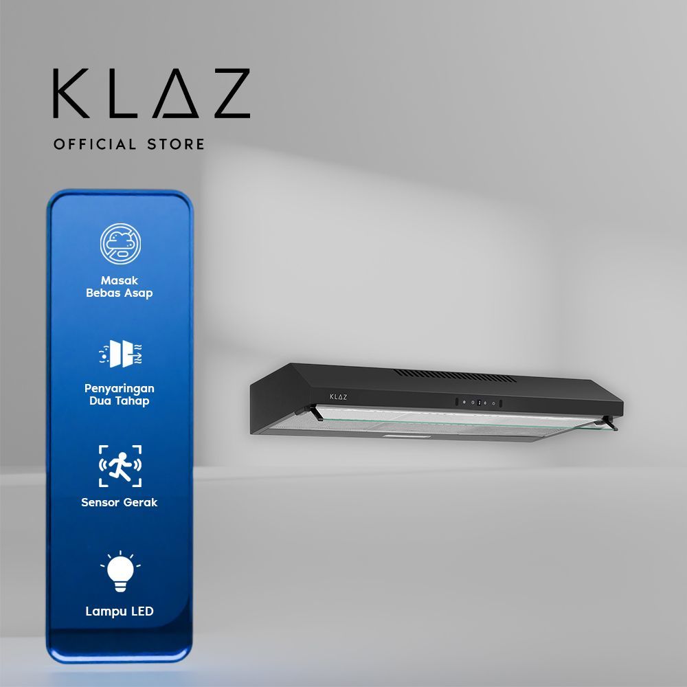 Klaz 90 cm Airevo Penghisap Asap Dapur Touch Motion - Hitam Cooker Hood Penghisap Asap Range Hood Al