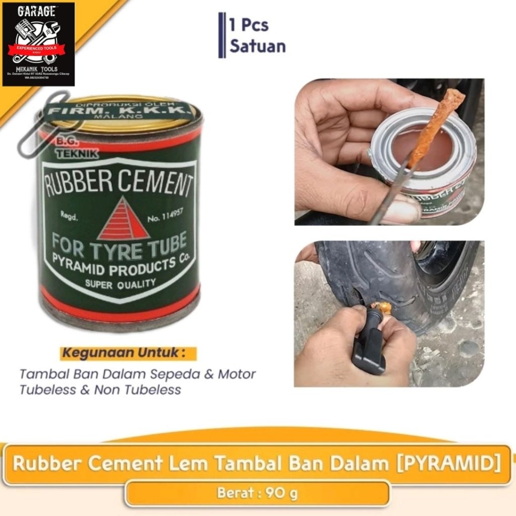 Lem Tambal Ban Rubber Cement Lem Cacing Tubeless Karet Tambal Tip Top Pyramid tambal ban dalam Motor
